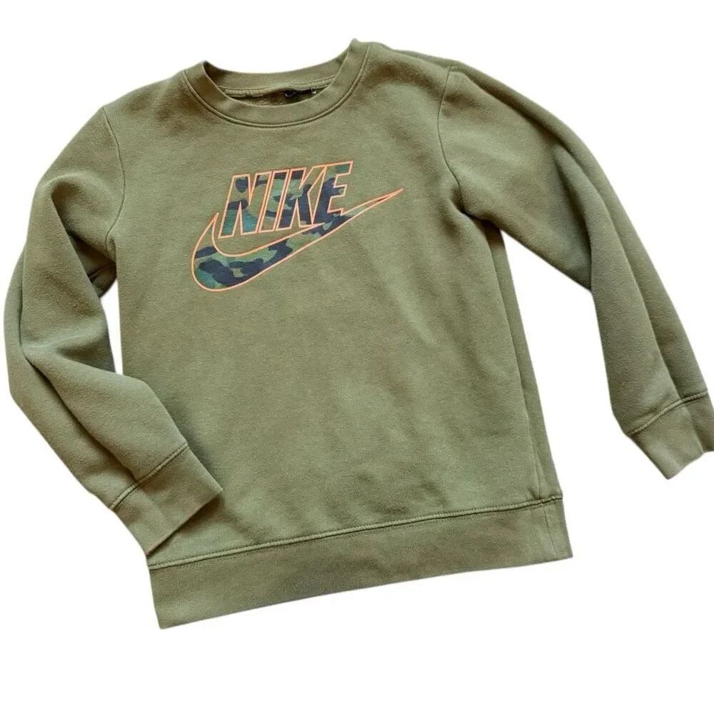 Youth BoysโNike Boys Olive Green Pullover Sweatshirt - Sz S
